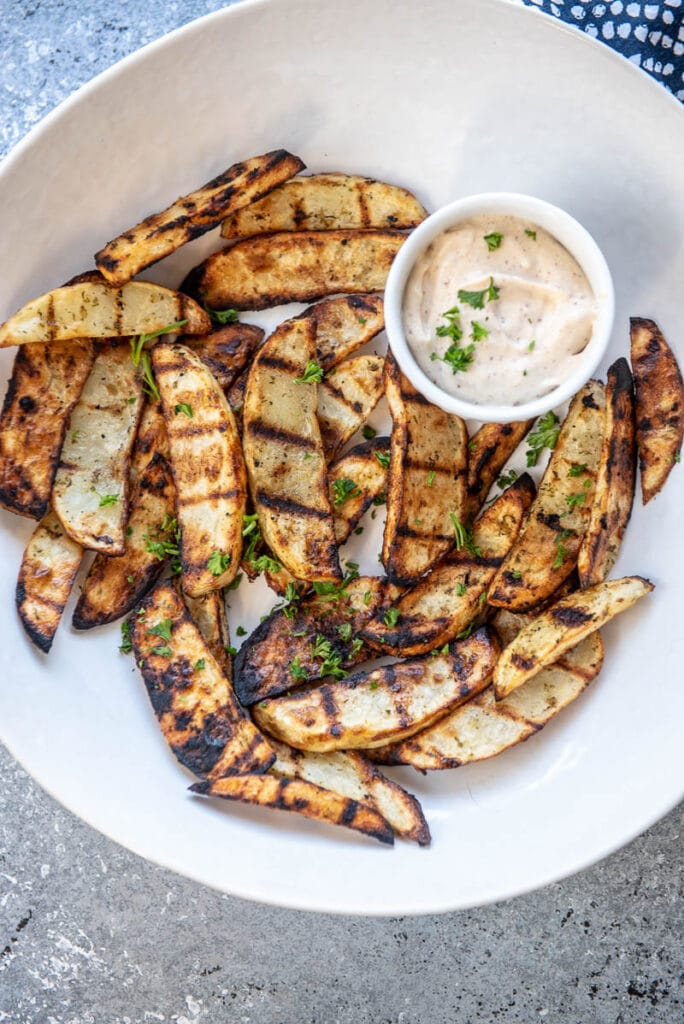 grilled potato wedges with aioli